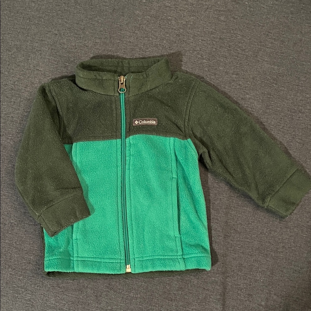 Columbia Two-Tone Green Fleece Jacket, 6-12 M